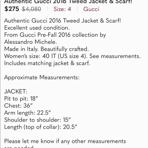 Authentic 2016 Gucci Jacket and Scarf! - Picture 8 of 8